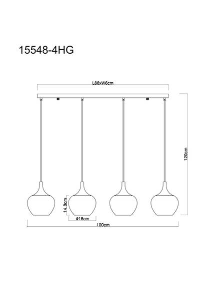 Pendelleuchte Maxy Typ F - Farbglas / Eisen - 4-flammig