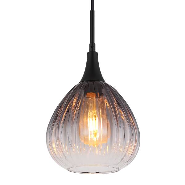 Pendelleuchte Olsen Typ D - Rauchglas / Eisen - 1-flammig
