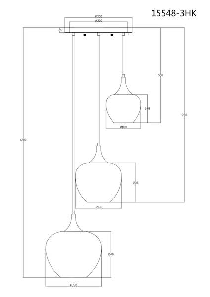 Pendelleuchte Maxy Typ C - Klarglas / Chrom - 3-flammig