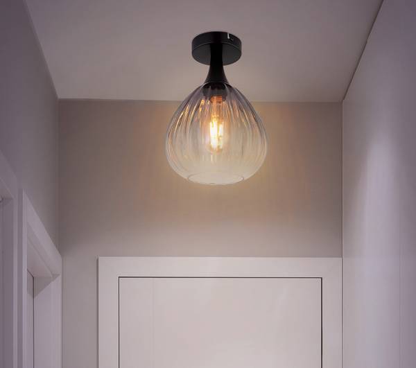 Deckenleuchte Olsen Typ B - Rauchglas / Eisen - 1-flammig