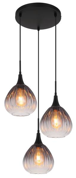 Pendelleuchte Olsen Typ A - Rauchglas / Eisen - 3-flammig