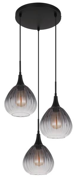 Pendelleuchte Olsen Typ A - Rauchglas / Eisen - 3-flammig