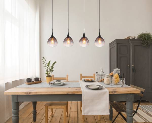 Pendelleuchte Olsen Typ B - Rauchglas / Eisen - 4-flammig