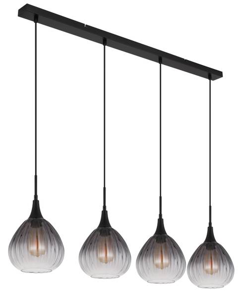 Pendelleuchte Olsen Typ B - Rauchglas / Eisen - 4-flammig
