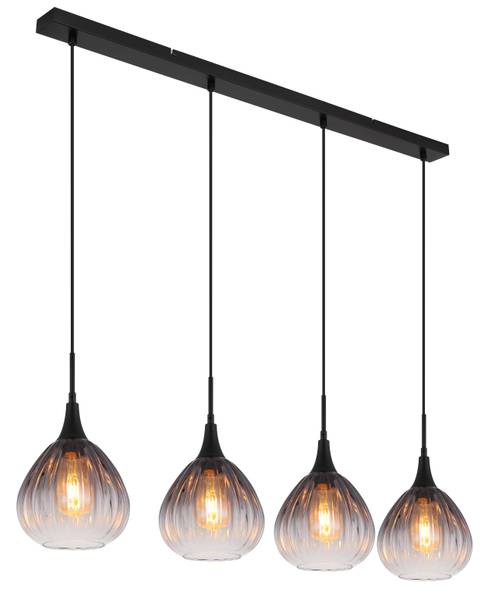 Pendelleuchte Olsen Typ B - Rauchglas / Eisen - 4-flammig
