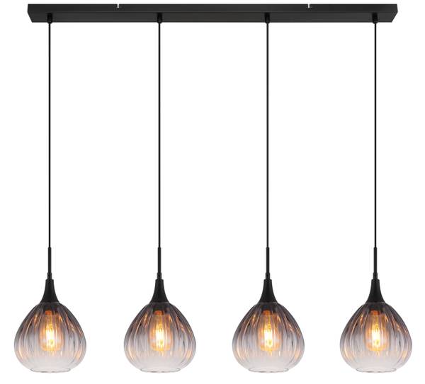 Pendelleuchte Olsen Typ B - Rauchglas / Eisen - 4-flammig