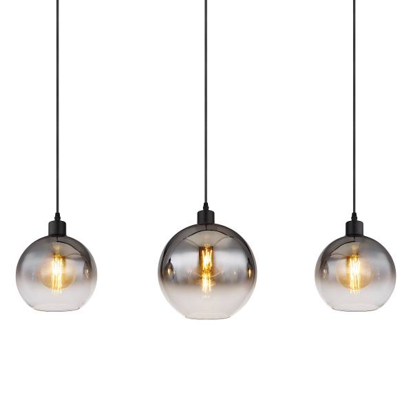 Pendelleuchte Newcastle - Rauchglas / Eisen - 3-flammig