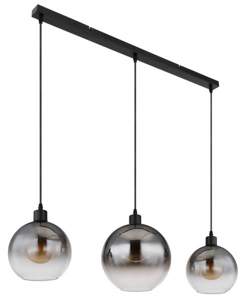 Pendelleuchte Newcastle - Rauchglas / Eisen - 3-flammig