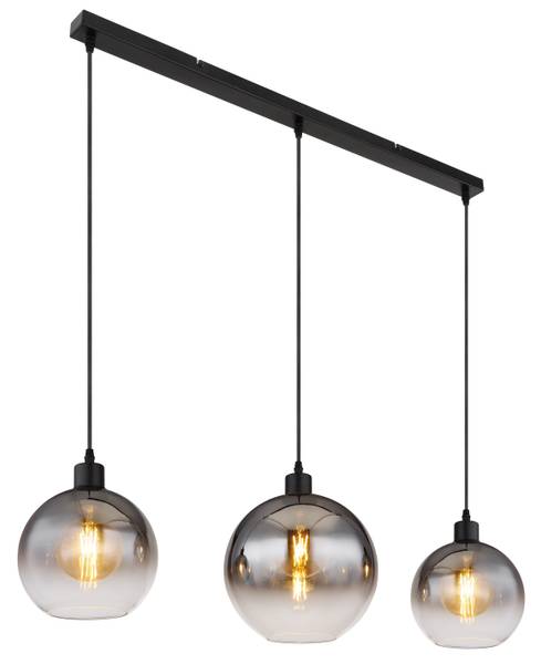 Pendelleuchte Newcastle - Rauchglas / Eisen - 3-flammig