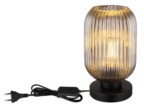 Tischleuchte Normy Typ A - Rauchglas / Eisen - 1-flammig - Grau