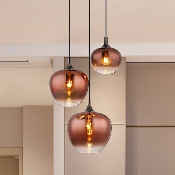 Pendelleuchte Maxy Typ B - Farbglas / Eisen - 3-flammig