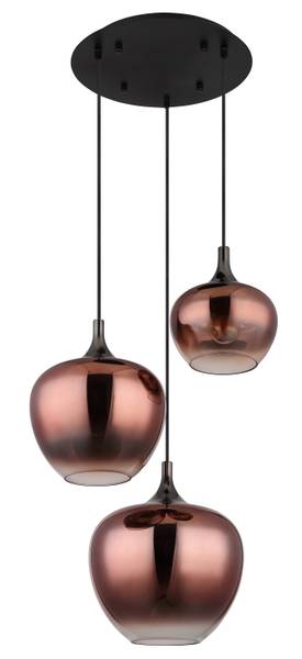 Pendelleuchte Maxy Typ B - Farbglas / Eisen - 3-flammig