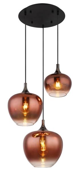 Pendelleuchte Maxy Typ B - Farbglas / Eisen - 3-flammig