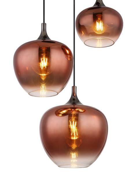 Pendelleuchte Maxy Typ B - Farbglas / Eisen - 3-flammig