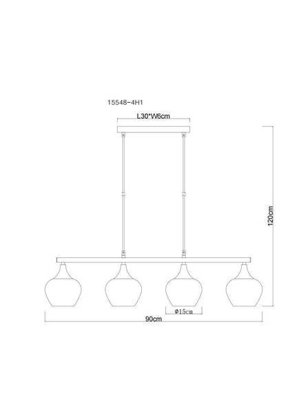 Pendelleuchte Maxy Typ E - Rauchglas / Eisen - 4-flammig