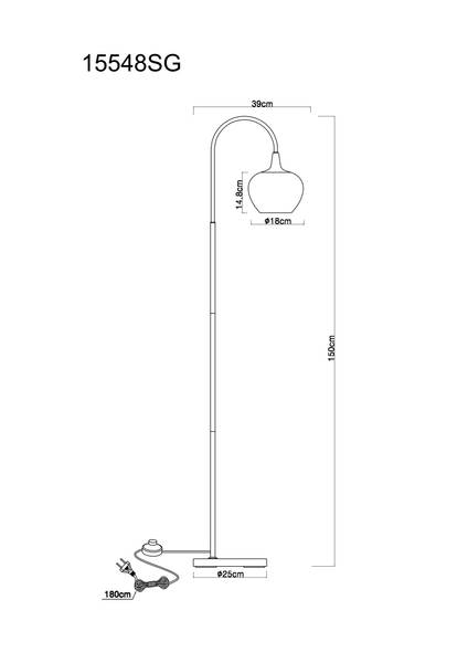 Stehleuchte Maxy Typ D - Farbglas / Eisen - 1-flammig