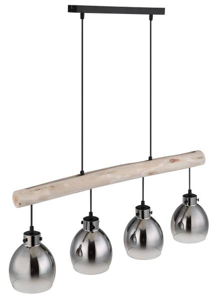 Pendelleuchte Ryan Typ A - Rauchglas / Eisen - 4-flammig