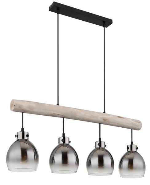 Pendelleuchte Ryan Typ A - Rauchglas / Eisen - 4-flammig
