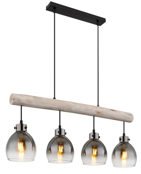 Pendelleuchte Ryan Typ A - Rauchglas / Eisen - 4-flammig