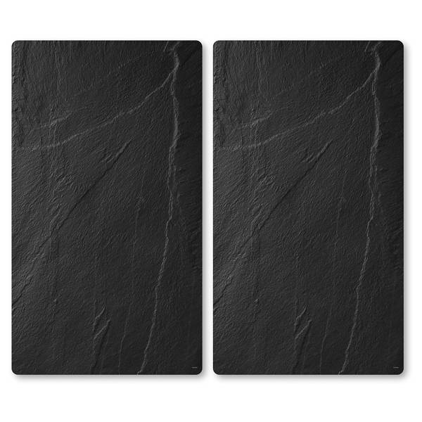Herdabdeckung Schiefer Typ B 2er-Set - Sicherheitsglas - Schwarz