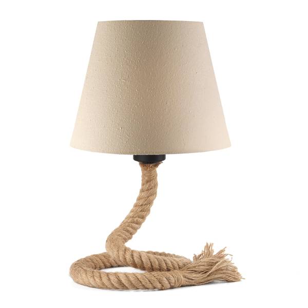 Tischleuchte Corda Mauli - Baumwollstoff / Rattan - 1-flammig