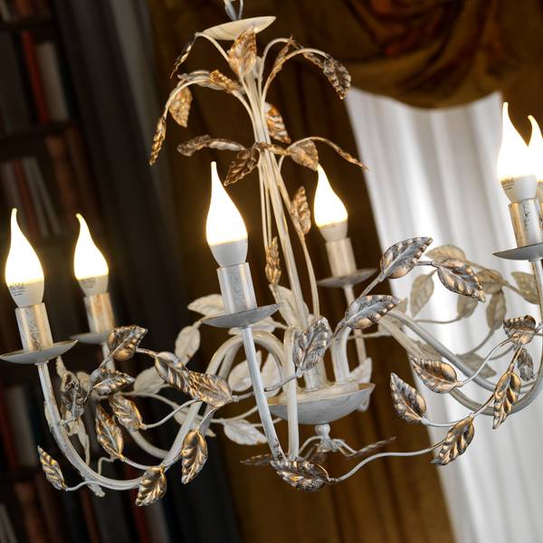 Kronleuchter Collana - Eisen - 6-flammig - Weiß