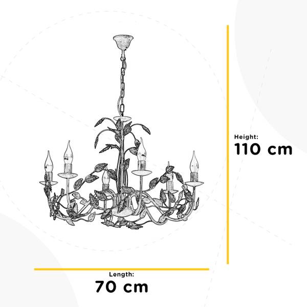 Kronleuchter Collana - Eisen - 6-flammig - Weiß