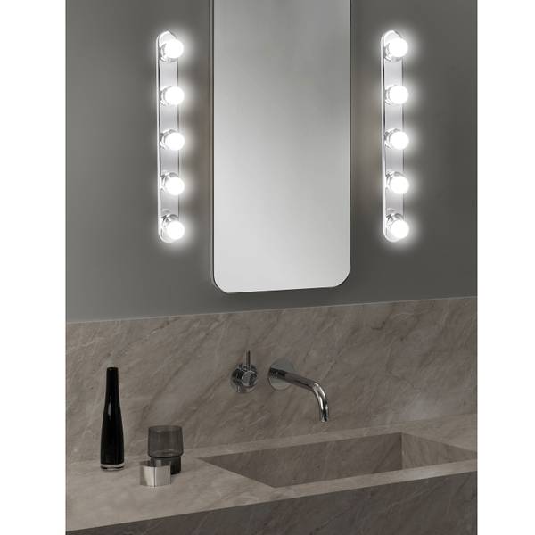 Wandleuchte Hollywood - Polyester PVC - 5-flammig - Silber