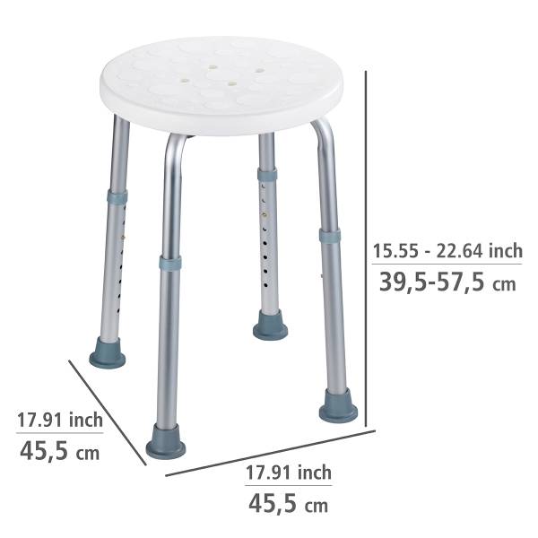 Duschhocker Secura - Aluminium - Weiß