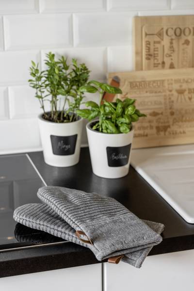 Topfhandschuhe Ada Typ B - Baumwollstoff / Silikon - Grau