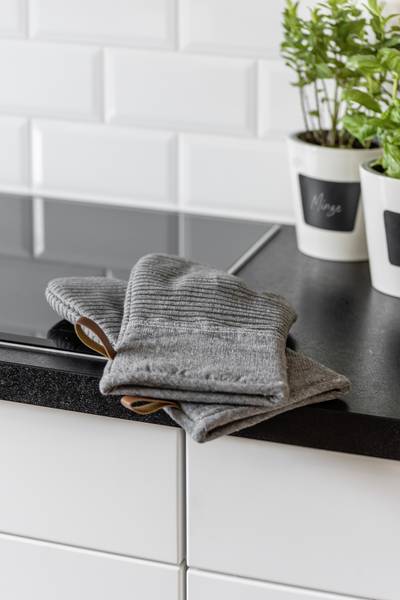Topfhandschuhe Ada Typ B - Baumwollstoff / Silikon - Grau