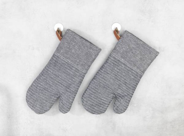 Topfhandschuhe Ada Typ B - Baumwollstoff / Silikon - Grau