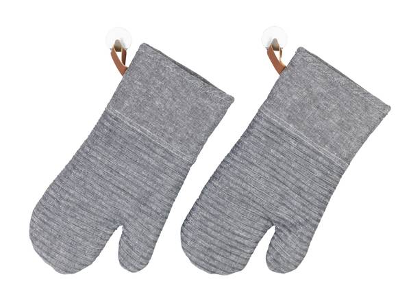 Topfhandschuhe Ada Typ B - Baumwollstoff / Silikon - Grau
