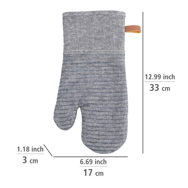 Topfhandschuhe Ada Typ B - Baumwollstoff / Silikon - Grau