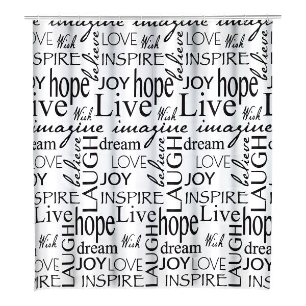 Duschvorhang Live - Polyethylen - Weiß / Schwarz