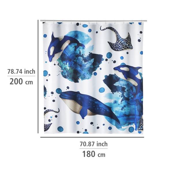 Duschvorhang Aquaris - Polyester - Weiß / Blau