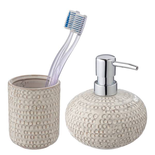 Bad-Accessoire-Set Pergole 2-teilig - Keramik / ABS - Creme