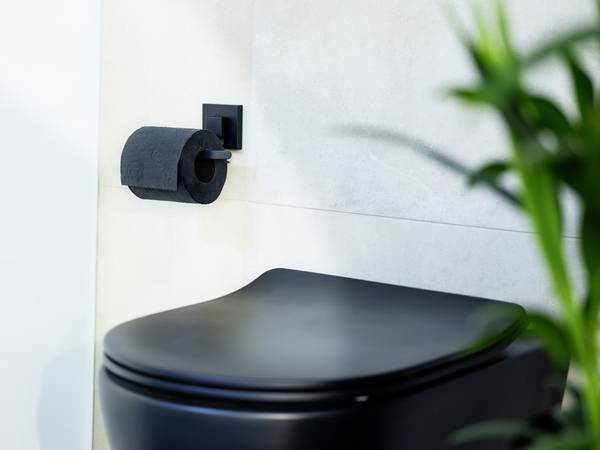 Toilettenpapierhalter Quadro - Edelstahl / ABS - Schwarz