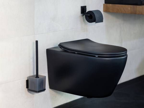 Toilettenpapierhalter Quadro - Edelstahl / ABS - Schwarz