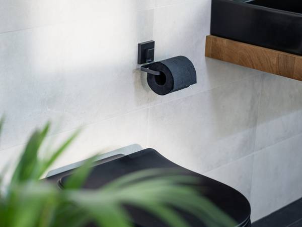 Toilettenpapierhalter Quadro - Edelstahl / ABS - Schwarz