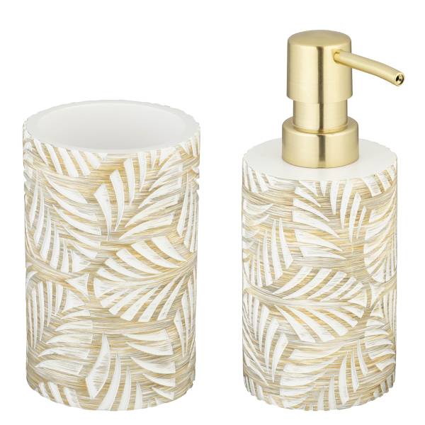 Bad-Accessoire Set Terralba - Polyresin - Weiß / Gold