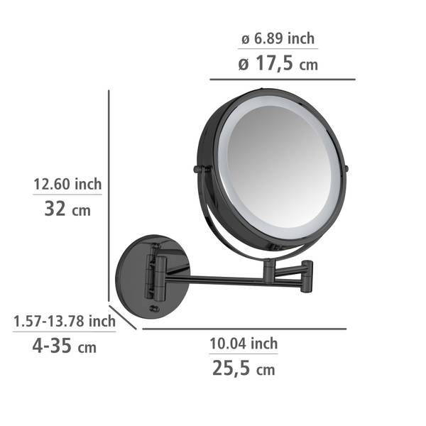 Kosmetik-Wandspiegel Power Loc - Stahl - Schwarz