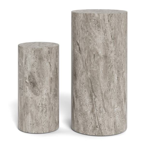 Beistelltisch Sukatari 2er-Set - Marmor Grau Dekor