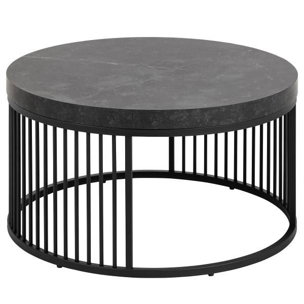 Couchtisch Mephisto rund - Marmor Schwarz Dekor / Schwarz