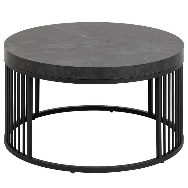 Couchtisch Mephisto rund - Marmor Schwarz Dekor / Schwarz