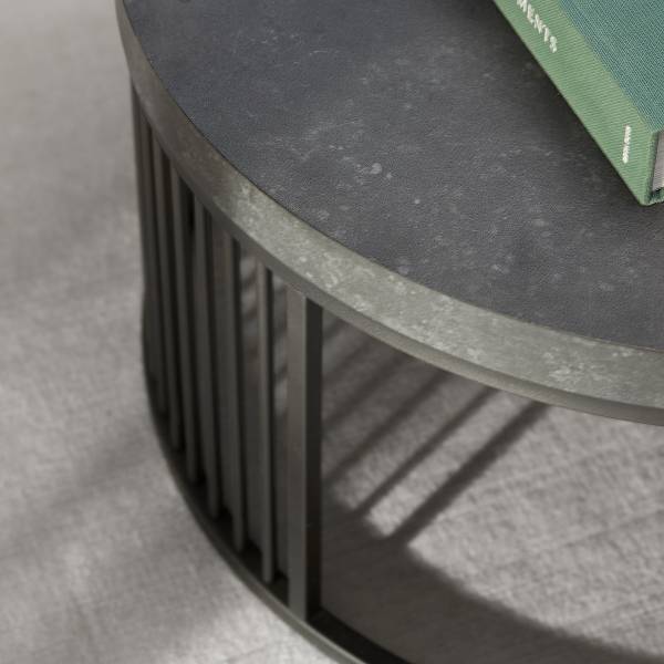 Couchtisch Mephisto rund - Marmor Schwarz Dekor / Schwarz