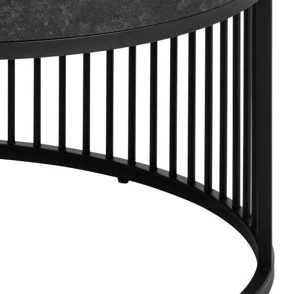 Couchtisch Mephisto rund - Marmor Schwarz Dekor / Schwarz