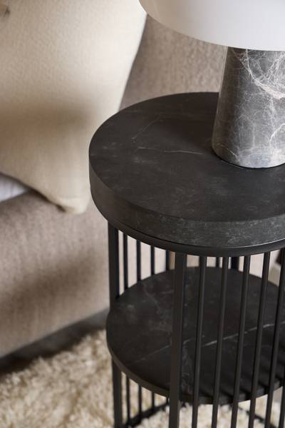 Beistelltisch Mephisto rund - Marmor Schwarz Dekor / Schwarz