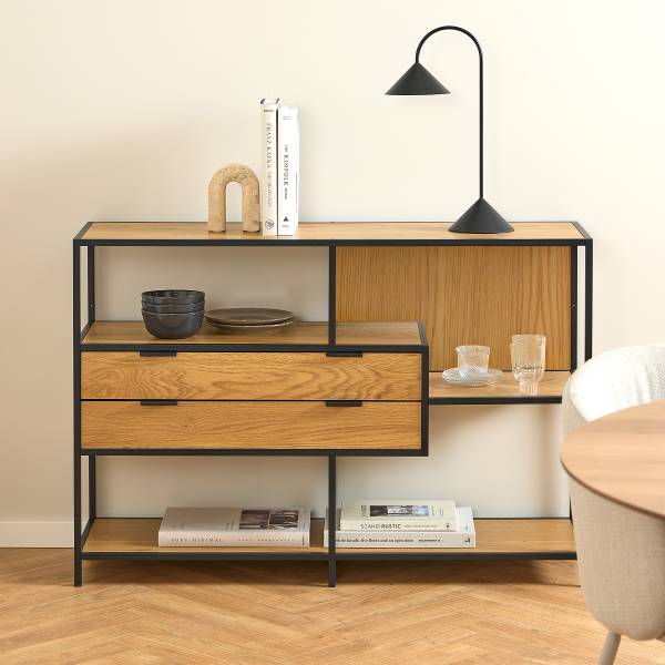 Regal Coogee mit Schubladen - 114 cm - Wildeiche Dekor