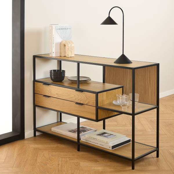 Regal Coogee mit Schubladen - 114 cm - Wildeiche Dekor